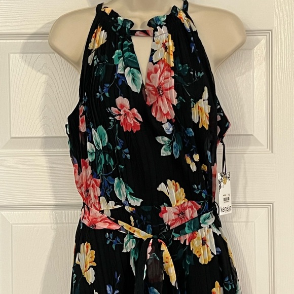 Kensie Halter Dress, Size 12, Never Worn, Black w/ Vibrant Florals - Picture 5 of 16